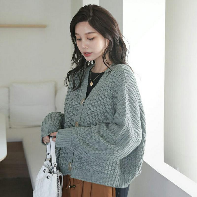 Vネックカーディガン・全4色・t64395 レディース【cd】【韓国 ファッション カーディガン カーデ Vネック 長袖 ニット