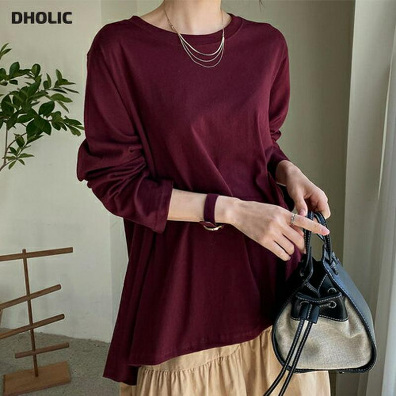 フレアロングTシャツ・全4色・b64386 レディース【tops】【韓国 ファッション トップス Tシャツ ロングスリーブ 長袖