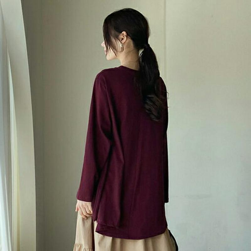 フレアロングTシャツ・全4色・b64386 レディース【tops】【韓国 ファッション トップス Tシャツ ロングスリーブ 長袖
