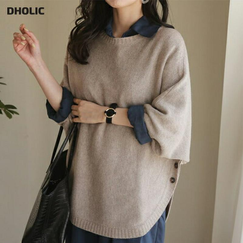 ルーズサイドボタンニット・全5色・t64384 レディース【tops】【韓国 ファッション トップス ニット ニットトップス ラ
