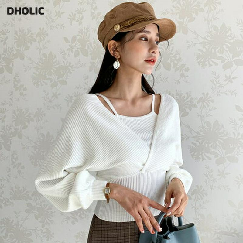 キャミレイヤードVネックTシャツ・全3色・t61269 レディース【tops】【韓国 ファッション トップス Tシャツ ドルマン