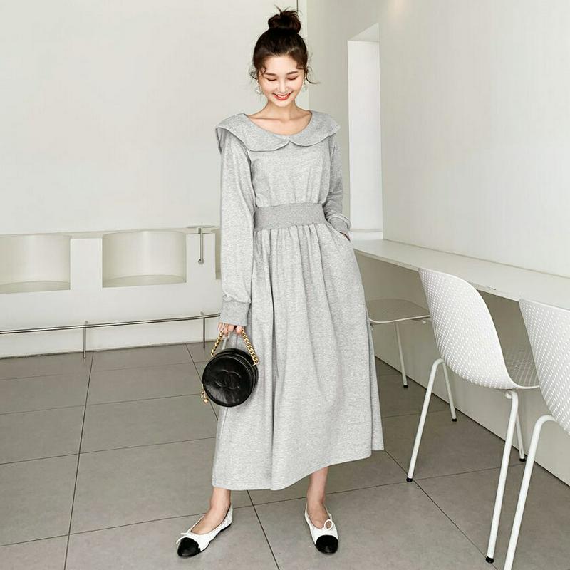 ラウンドカラーワンピース・全3色・b61289 レディース【ops】【韓国 ファッション ワンピース ロングワンピース ロングス