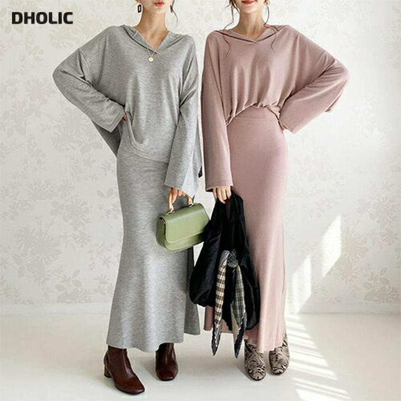 フーディ&フレアスカートSET・全3色・t61285 レディース【ops】【韓国 ファッション セットアップ setup フーデ