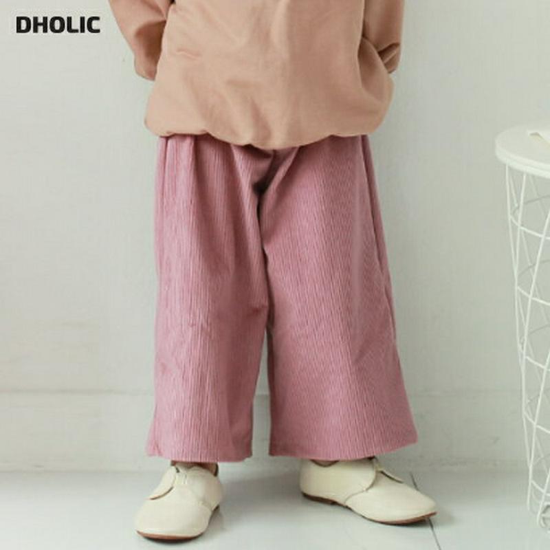 コーデュロイワイドパンツ・p006244 キッズ【3~8才】【pt】【パンツ ズボン 長ズボン ロングパンツ コーデュロイ 単色 シンプル ワイド ワイドパンツ カジュアル 女の子 男の子 秋 冬 韓国 韓国子供服 子供 こども 子供服 こども服】【KIDS】