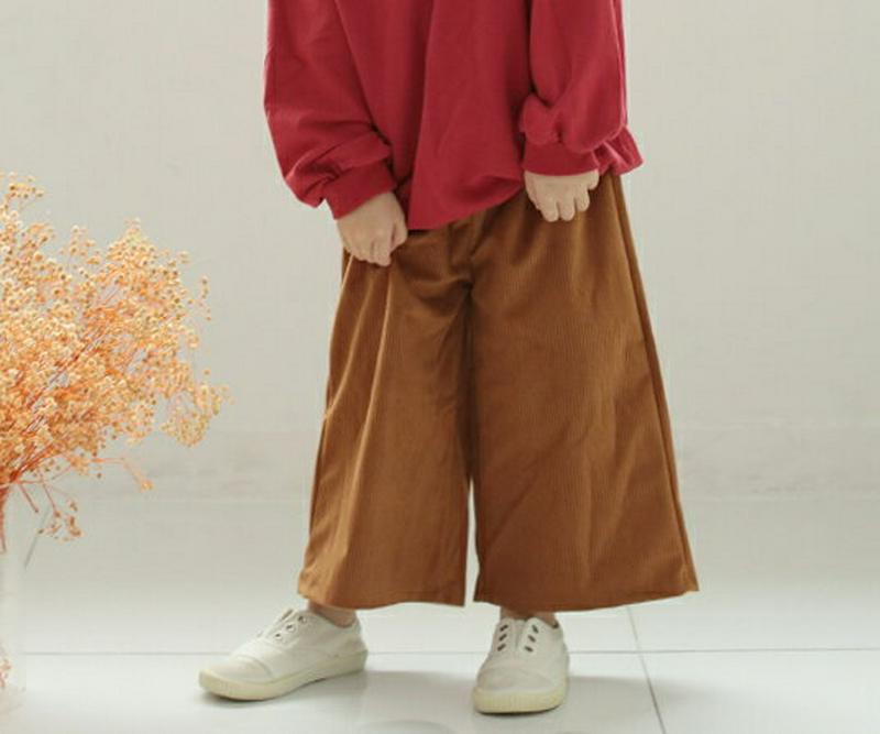 コーデュロイワイドパンツ・p006244 キッズ【3~8才】【pt】【パンツ ズボン 長ズボン ロングパンツ コーデュロイ 単色 シンプル ワイド ワイドパンツ カジュアル 女の子 男の子 秋 冬 韓国 韓国子供服 子供 こども 子供服 こども服】【KIDS】