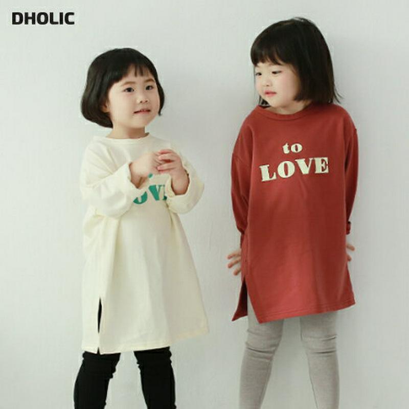 LOVEロング長袖Tシャツ・p006249 キッズ【3~8才】【tops】【トップス Tシャツ 長袖 ロゴ ロンT シンプル カジュアル　ラフ ゆったり 女の子 男の子 春 秋 韓国 韓国子供服 子供 こども 子供服 こども服】【KIDS】