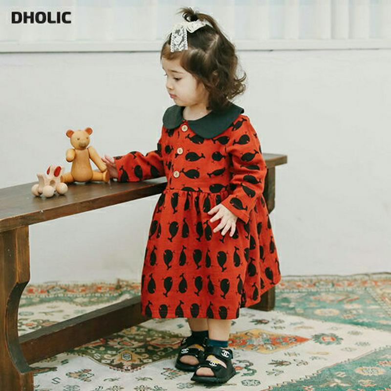 whaleラウンドカラーワンピース・u06275 キッズ【3~8才】【ops】【ワンピース ロング ロングワンピース 長袖 クジ