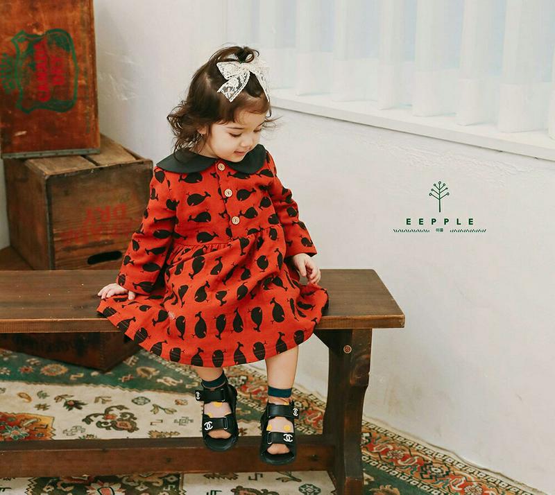 whaleラウンドカラーワンピース・u06275 キッズ【3~8才】【ops】【ワンピース ロング ロングワンピース 長袖 クジ