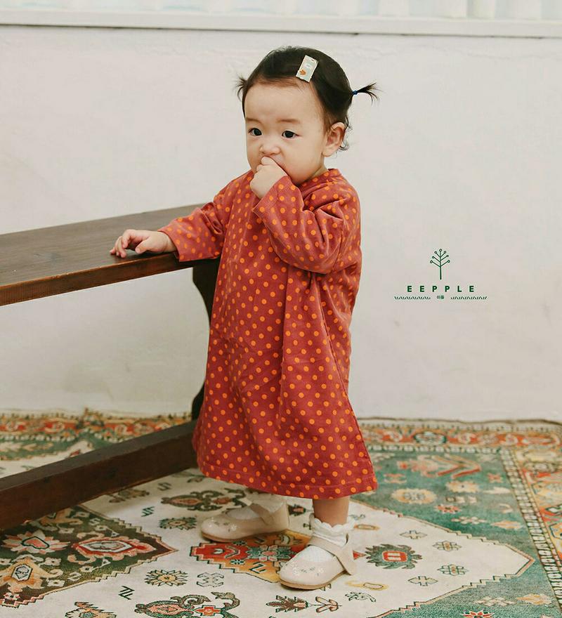 ドット柄ワンピース・u06272 キッズ【3~8才】【ops】【ワンピース ロング ロングワンピース 長袖 ドット 柄 可愛い 