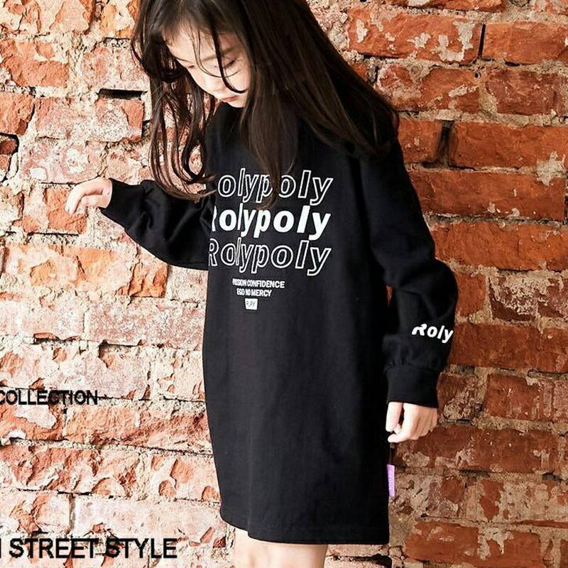 【新作10%OFF】polyレタリングTシャツ・u06435 キッズ【3~8才】【tops】【トップス Tシャツ 長袖 ロンT 
