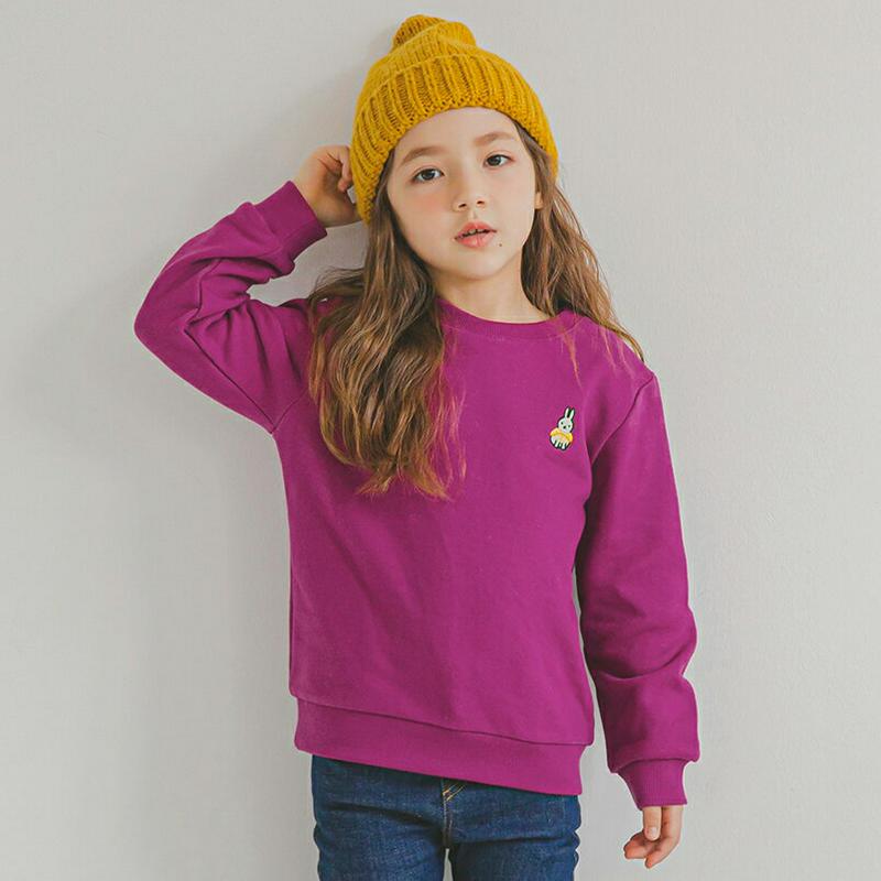 ラビットポイントスウェット(パープル)・p006371 キッズ【3~8才】【tops】【トップス スウェット トレーナー 長袖 うさぎ ウサギ カジュアル ラフ 女の子 男の子 春 秋 冬 韓国 韓国子供服 子供 こども 子供服 こども服】【KIDS】