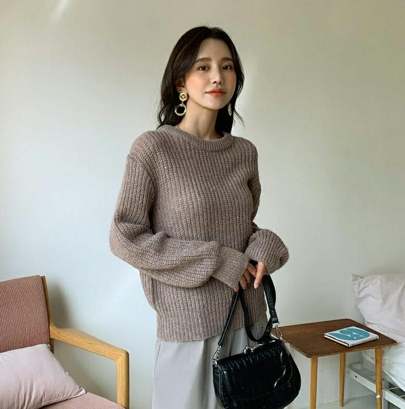【新作10%OFF】ソフトラウンドニット・全5色・b56963 レディース【tops】【韓国 ファッション トップス ニット ニ