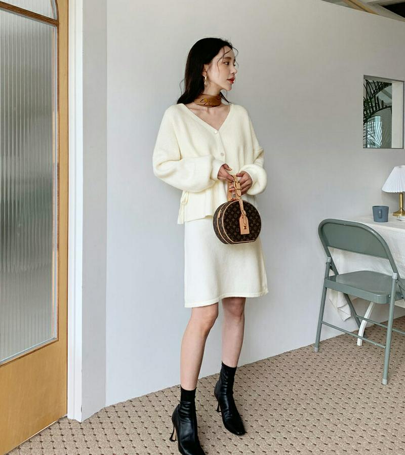 【新作10%OFF】ドロストカーディガン&ワンピースSET・全3色・t56992 レディース【ops】【韓国 ファッション セッ