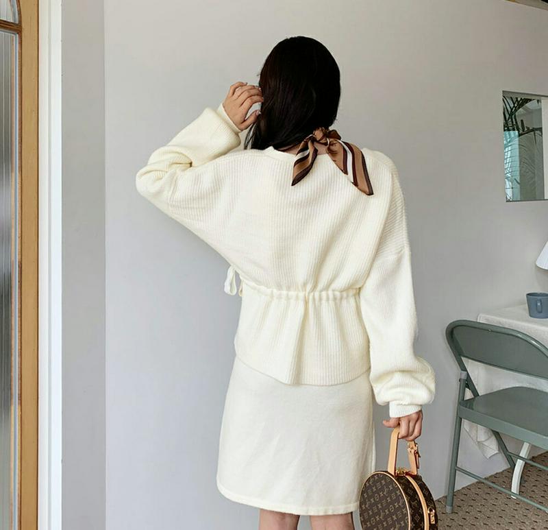 【新作10%OFF】ドロストカーディガン&ワンピースSET・全3色・t56992 レディース【ops】【韓国 ファッション セッ