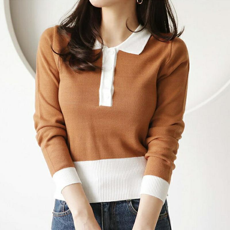 【新作10%OFF】カラー配色ボタンニット・全4色・t64448 レディース【tops】【韓国 ファッション トップス ニット 
