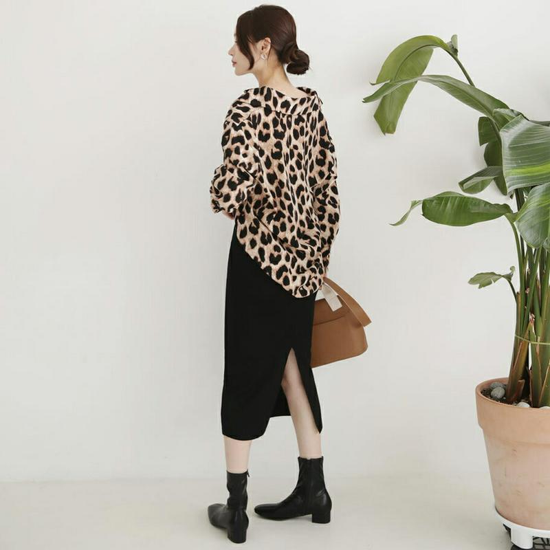 【新作10%OFF】レオパードブラウス&スカートSET・全1色・b64463 レディース【ops】【韓国 ファッション セットア