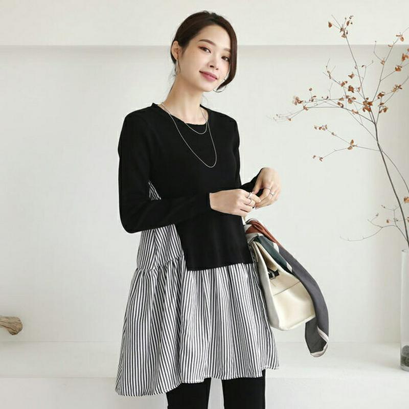 【新作10%OFF】ストライプコントラストニット・全2色・t64451 レディース【tops】【韓国 ファッション トップス ニ