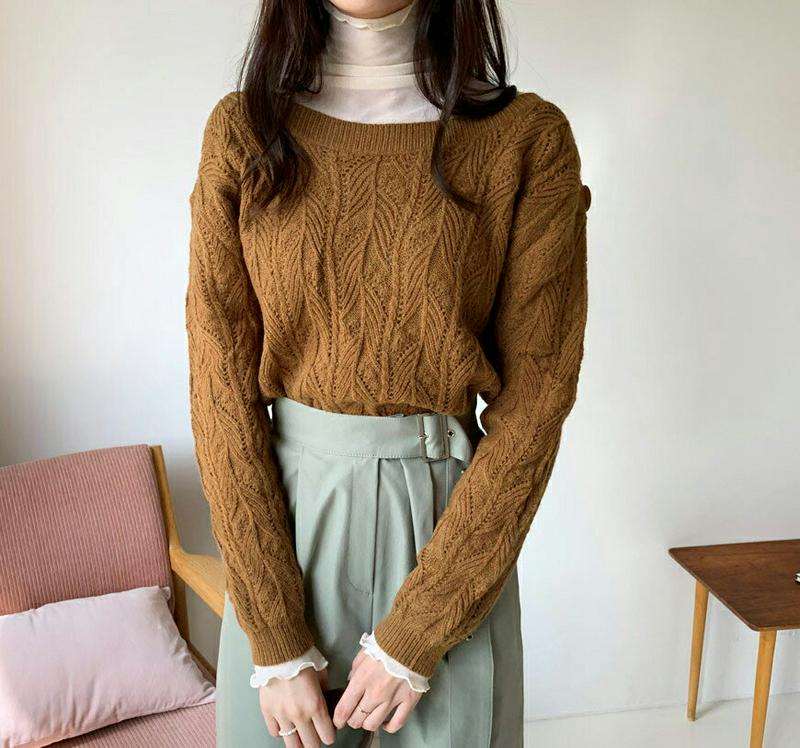 【新作10%OFF】ショルダーボタンニット・全3色・b56968 レディース【tops】【韓国 ファッション トップス ニット 