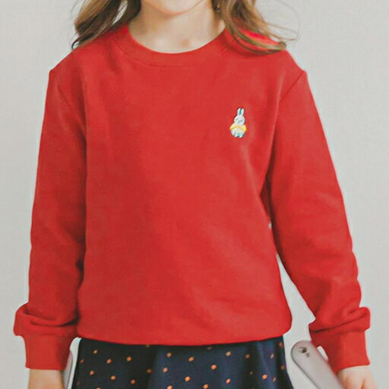 ラビットポイントスウェット(レッド)・p006370 キッズ【3~8才】【tops】【トップス スウェット トレーナー 長袖 うさぎ ウサギ カジュアル ラフ 女の子 男の子 春 秋 冬 韓国 韓国子供服 子供 こども 子供服 こども服】【KIDS】