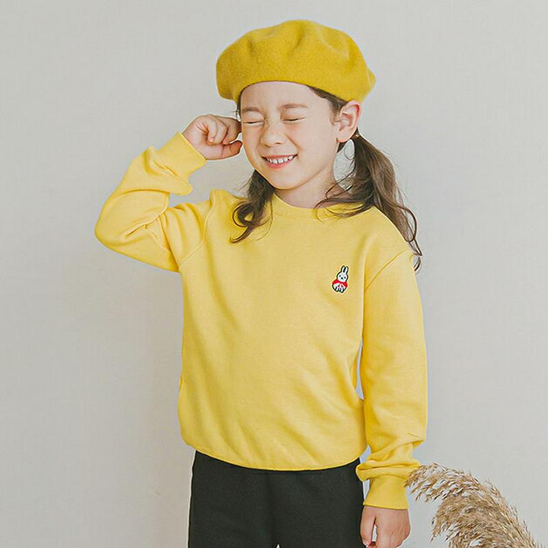 ラビットポイントスウェット(イエロー)・p006359 キッズ【3~8才】【tops】【トップス スウェット トレーナー 長袖 うさぎ ウサギ カジュアル ラフ 女の子 男の子 春 秋 冬 韓国 韓国子供服 子供 こども 子供服 こども服】【KIDS】