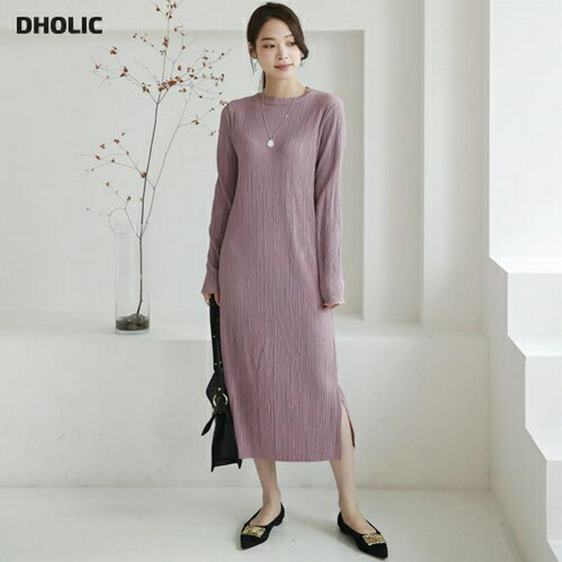 【新作10%OFF】ラウンドプリーツワンピース・全5色・b64460 レディース【ops】【韓国 ファッション ワンピース ロン