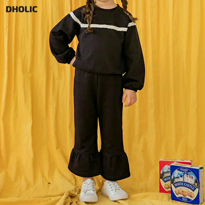 【新作10%OFF】レースラインスウェット&パンツSET(ブラック)・p005899 キッズ【3~8才】【set】【セットアップ