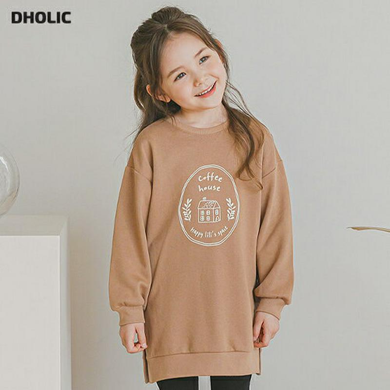 coffeeロゴロングスウェット(ベージュ)・p006375 キッズ【3~8才】【tops】【トップス スウェット トレーナー 長袖 ロゴ カジュアル ラフ ゆったり 女の子 男の子 春 秋 韓国 韓国子供服 子供 こども 子供服 こども服】【KIDS】