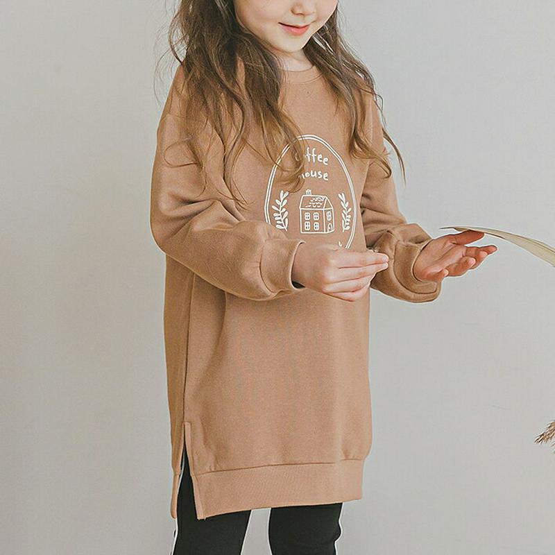 coffeeロゴロングスウェット(ベージュ)・p006375 キッズ【3~8才】【tops】【トップス スウェット トレーナー 長袖 ロゴ カジュアル ラフ ゆったり 女の子 男の子 春 秋 韓国 韓国子供服 子供 こども 子供服 こども服】【KIDS】