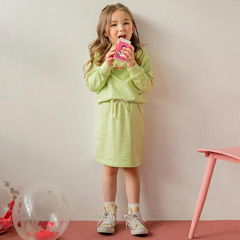 【新作10%OFF】英字スウェット&スカートSET(グリーン)・p006231 キッズ【3~8才】【set】【セットアップ se