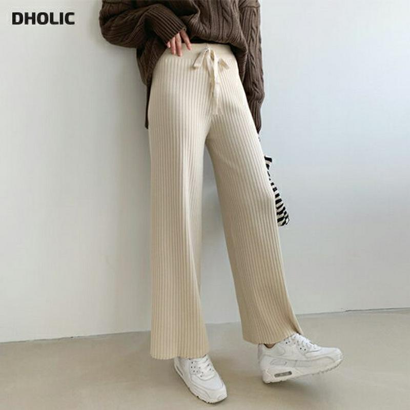 リボンリブニットパンツ・全4色・b60835 レディース【pt】【韓国 ファッション ボトムス ズボン パンツ ロングパンツ ニ
