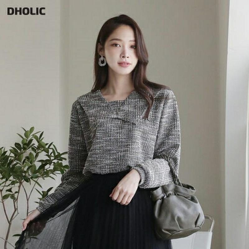 ツイードカラーTシャツ・全3色・b64379 レディース【tops】【韓国 ファッション トップス Tシャツ ロングスリーブ 長