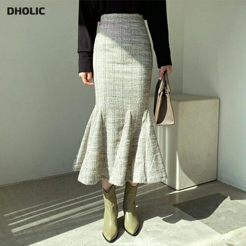 ツイードマーメイドスカート・全2色・t64400 レディース【sk】【韓国 ファッション ボトムス スカート ロング丈 ロングス