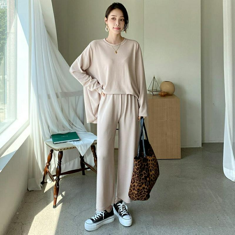 フレアTシャツ&パンツSET・全3色・t64388 レディース【pt】【韓国 ファッション セットアップ setup Tシャツ 