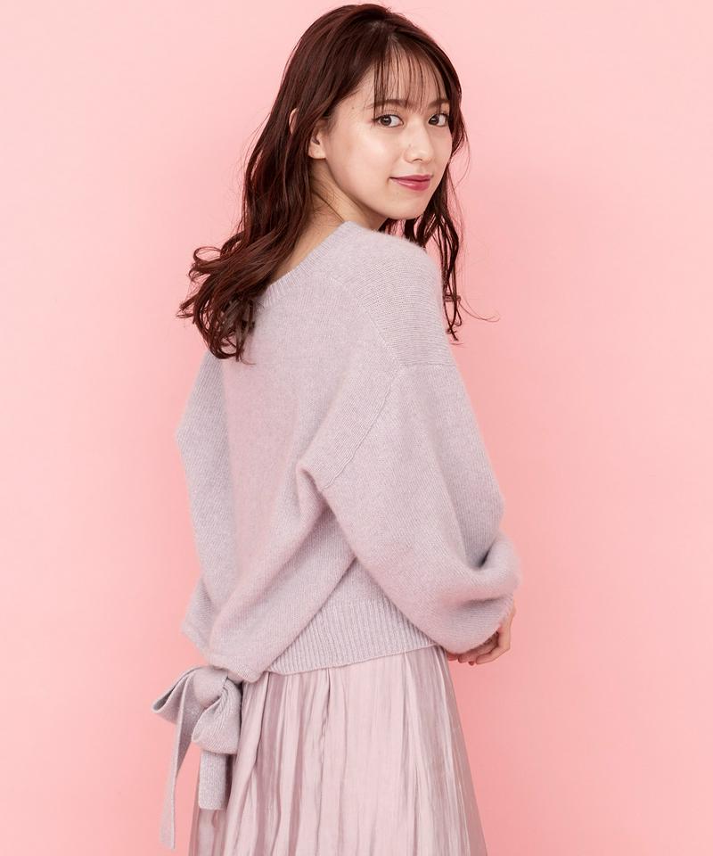 ラメFOX35バックリボンニット