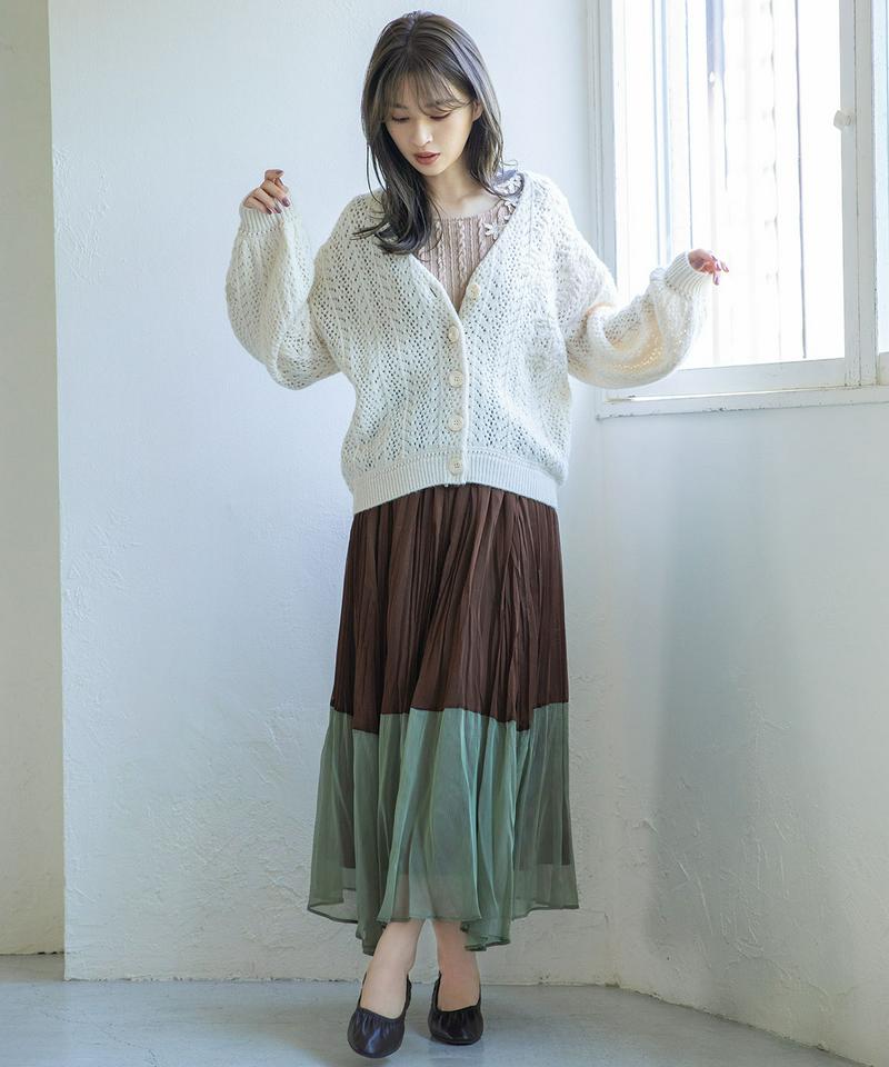 透かしラメ刺繍カーディガン