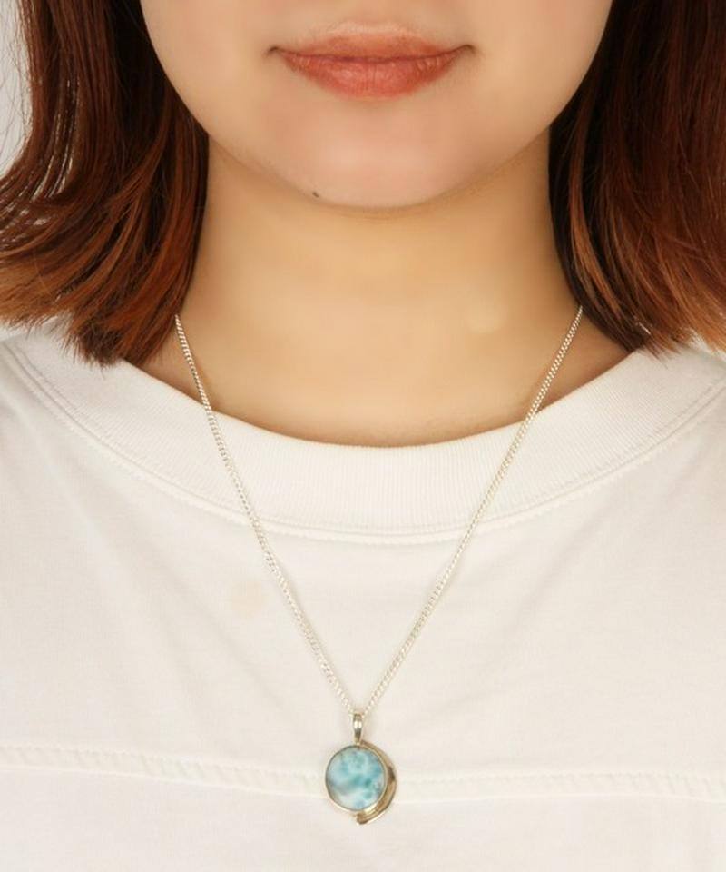 【透明感を楽しむ☆】ラリマー楕円ネックレス(1点もの)
