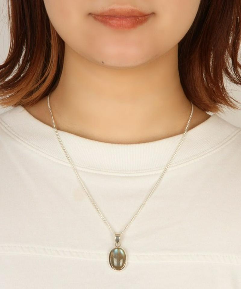 【透明感を楽しむ☆】ラブラドライト楕円ネックレス(1点もの)