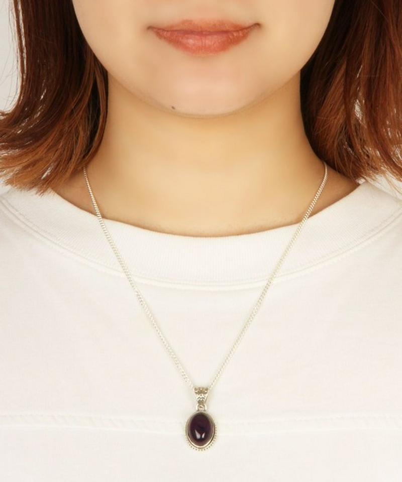 【透明感を楽しむ☆】アメジスト楕円ネックレス(1点もの)