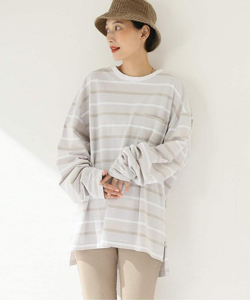 【YSTRDYs TMRRW/ イエスタデイズトゥモロー】 BORDER BAGGY TEE LS：Tシャツ（JOURNAL STANDARD relume）