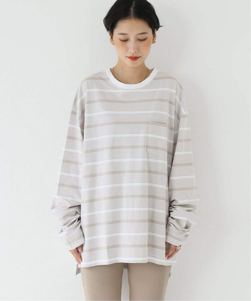 【YSTRDYs TMRRW/ イエスタデイズトゥモロー】 BORDER BAGGY TEE LS：Tシャツ（JOURNAL STANDARD relume）