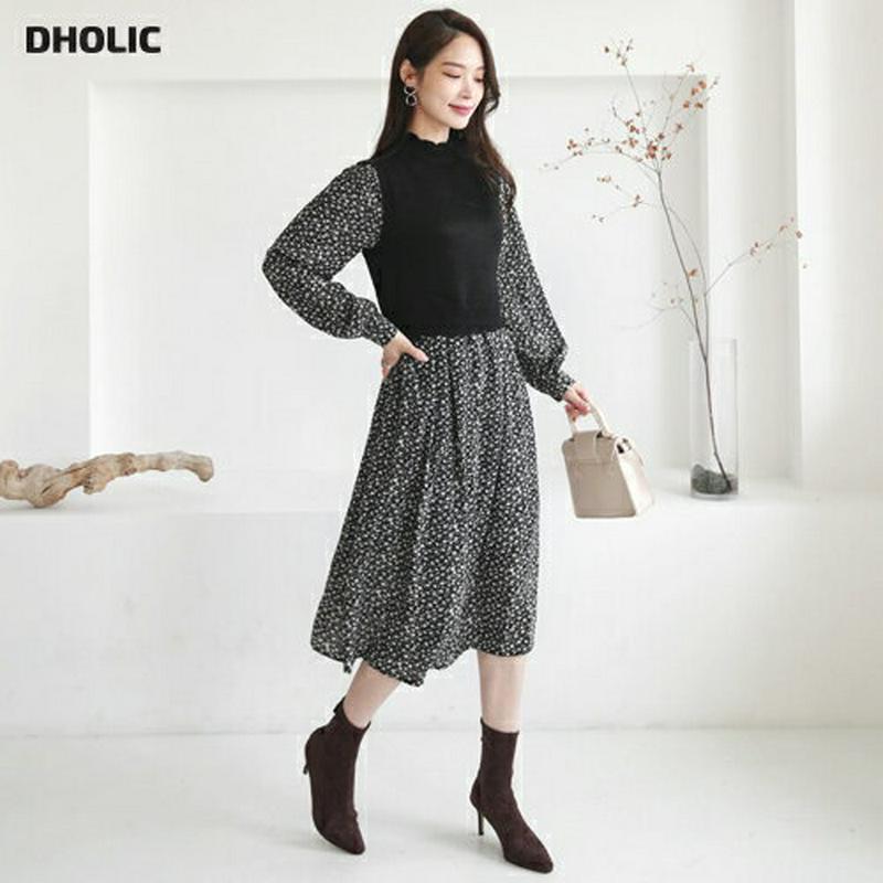 【新作10%OFF】ベスト付花柄ワンピース・全2色・t64461 レディース【ops】【韓国 ファッション ワンピース ロングワ