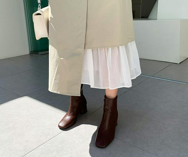 【新作10%OFF】配色フレアヘムスカート・全2色・t61292 レディース【sk】【韓国 ファッション ボトムス スカート ロ