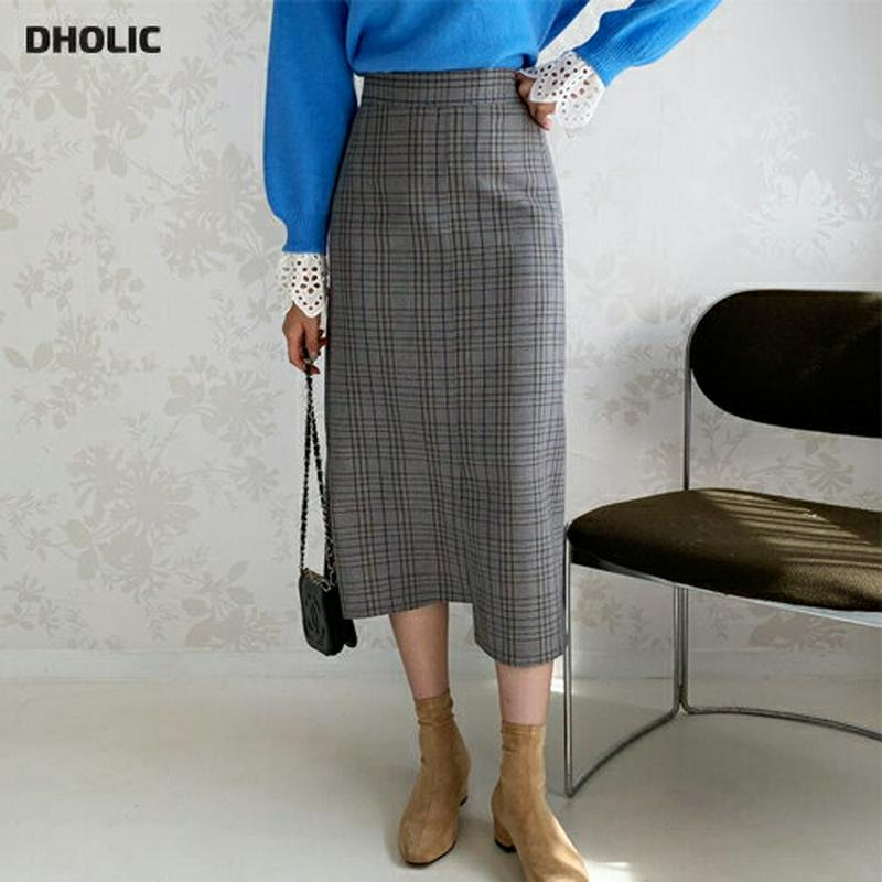 【新作10%OFF】チェックスリットスカート・全2色・b61293 レディース【sk】【韓国 ファッション ボトムス スカート 