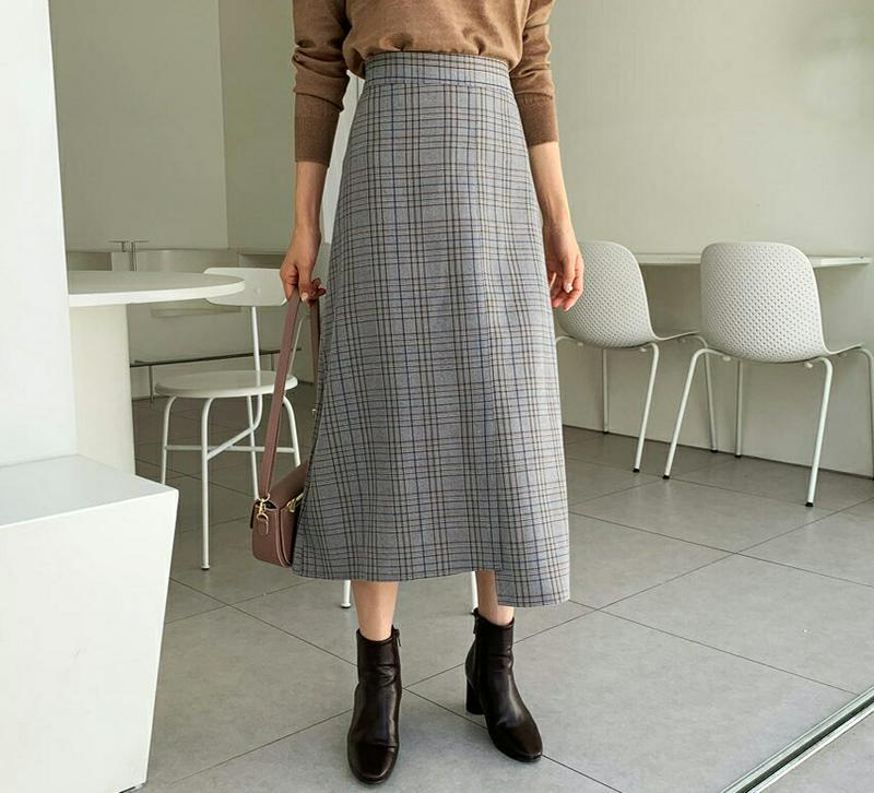 【新作10%OFF】チェックスリットスカート・全2色・b61293 レディース【sk】【韓国 ファッション ボトムス スカート 