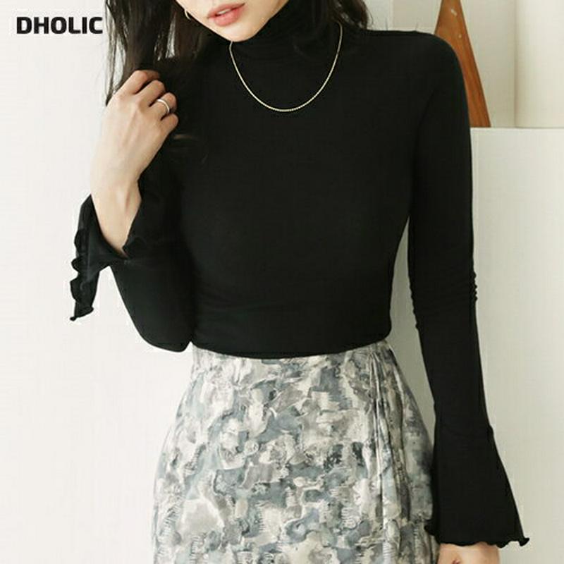 【新作10%OFF】ハイネックベルスリーブTシャツ・全4色・t64452 レディース【tops】【韓国 ファッション トップス 