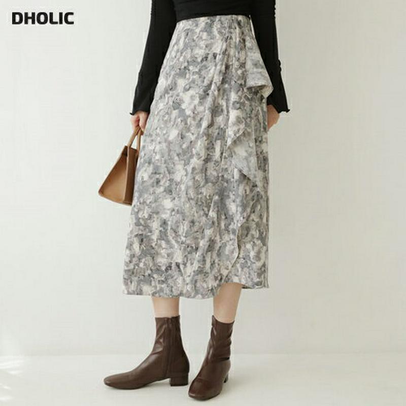 【新作10%OFF】パターンラッフルスカート・全2色・b64468 レディース【sk】【韓国 ファッション ボトムス スカート 