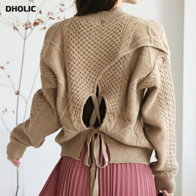 【新作10%OFF】バックリボンツイストニット・全4色・b64449 レディース【tops】【韓国 ファッション トップス ニッ