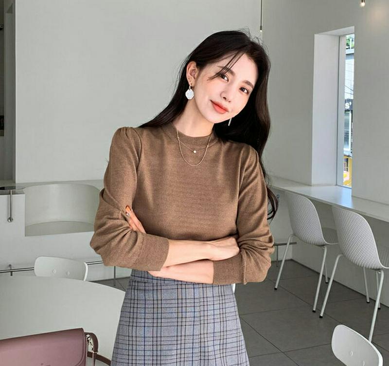 【新作10%OFF】ラウンドパフニット・全4色・t61268 レディース【tops】【韓国 ファッション トップス ニット ニッ