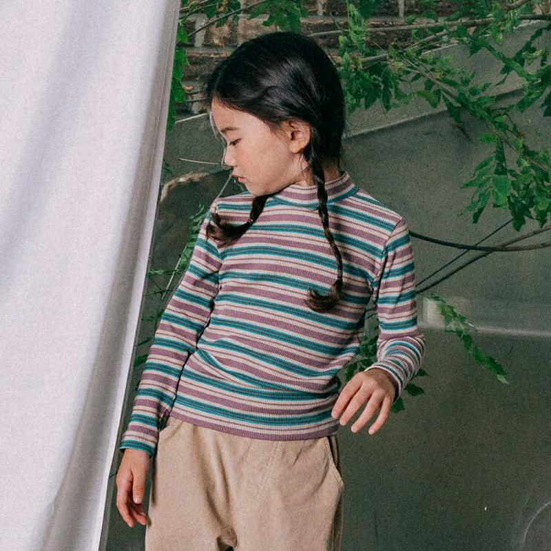 【新作10%OFF】マルチボーダーTシャツ・u06697 キッズ【3~8才】【tops】【トップス Tシャツ ロングスリーブ 長