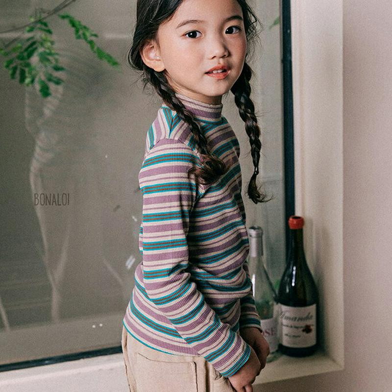 【新作10%OFF】マルチボーダーTシャツ・u06697 キッズ【3~8才】【tops】【トップス Tシャツ ロングスリーブ 長